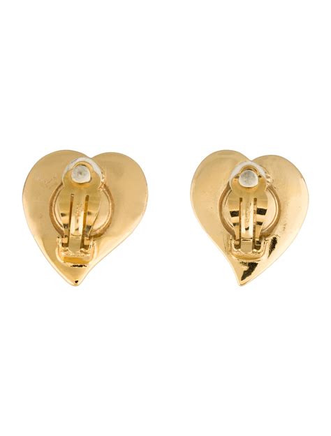 ysl heart shaped earrings gold